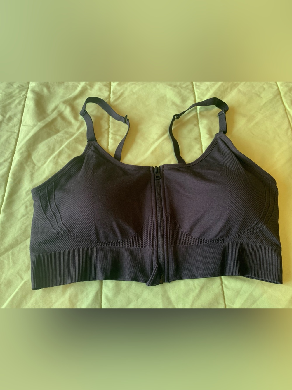 Athletic Works Black Front-Zip High-Impact Sports Bra